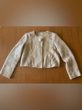 Milly Neutral Cream Cropped Tweet Jacket